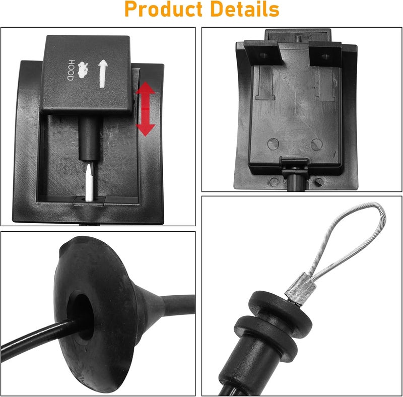 APESER Hood Release Cable & Handle Compatible With 1987-1997 Ford F150 F250 F350 Super Duty Bronco F53 F59 - Latch Replace for 912-042 F2TZ16916A - 1PC, Black - Image 4
